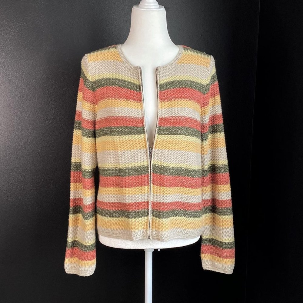 Y2K Open Knit Long Sleeve Zip Up Sweater Cardigan